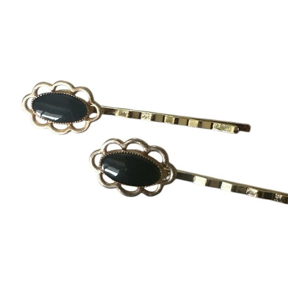 Elegant Black & Gold Hairpin Set Timeless Vintage-Inspired Hair Accessories NWT - Picture 2 of 5
